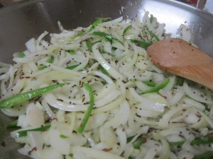 Onion and chili added